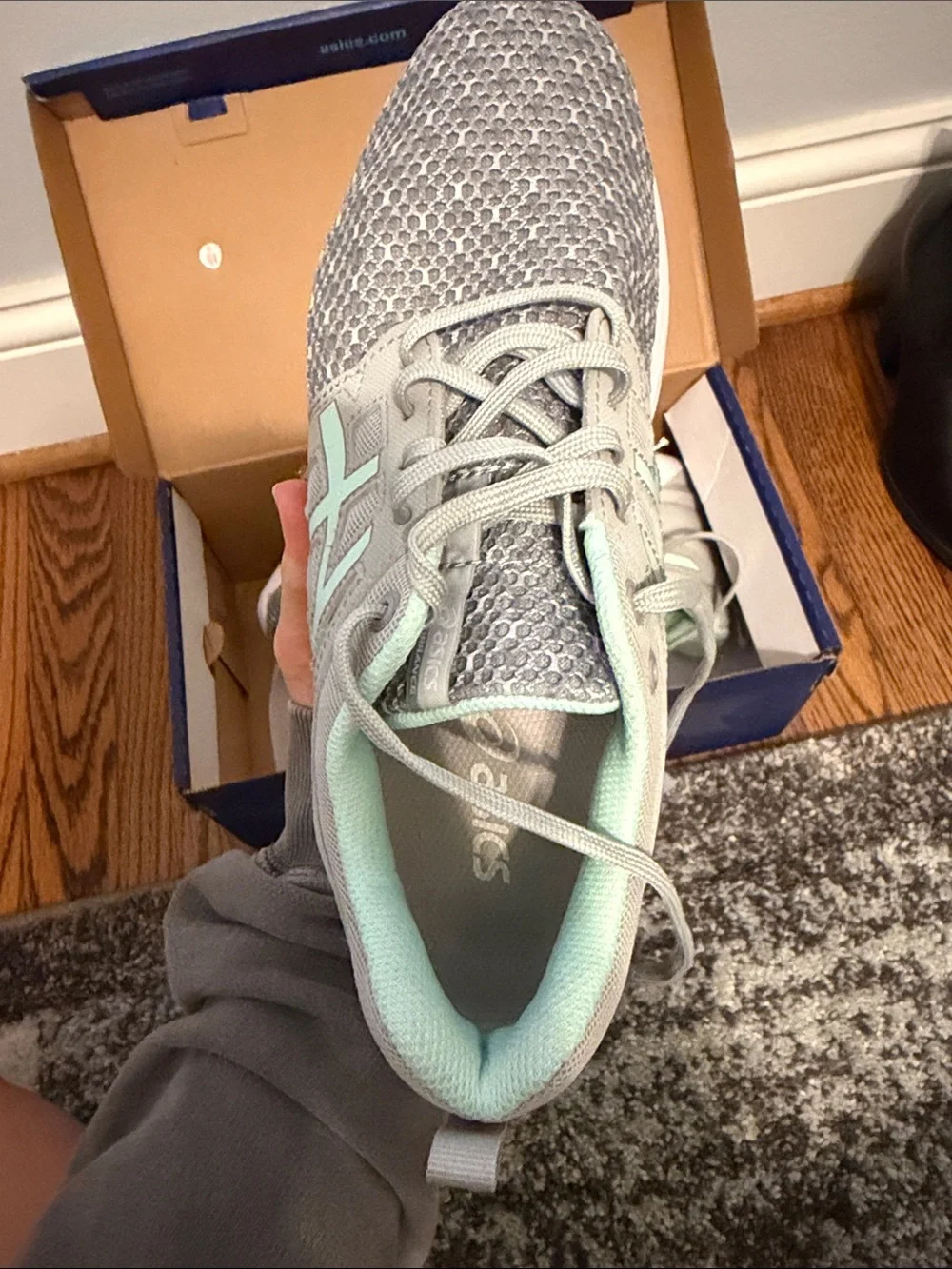 Asics Women's Gray & Mint Athletic Running Shoes